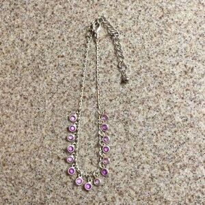 Silver-Tone Two side Purple or Evil Eye Ankle Bracelet - Brand Unspecified